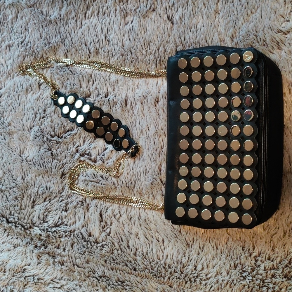 Black Leather w/Gold Studs Vince Camuto Bag